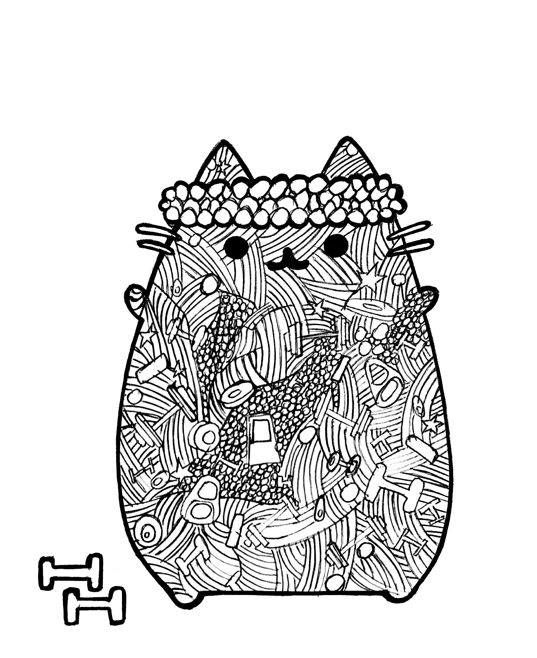 Pusheen with a garland on his head